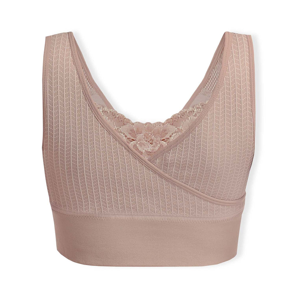 Sankom Switzerland Patent Classic Bra With Lace (Size L-XL) - Peach
