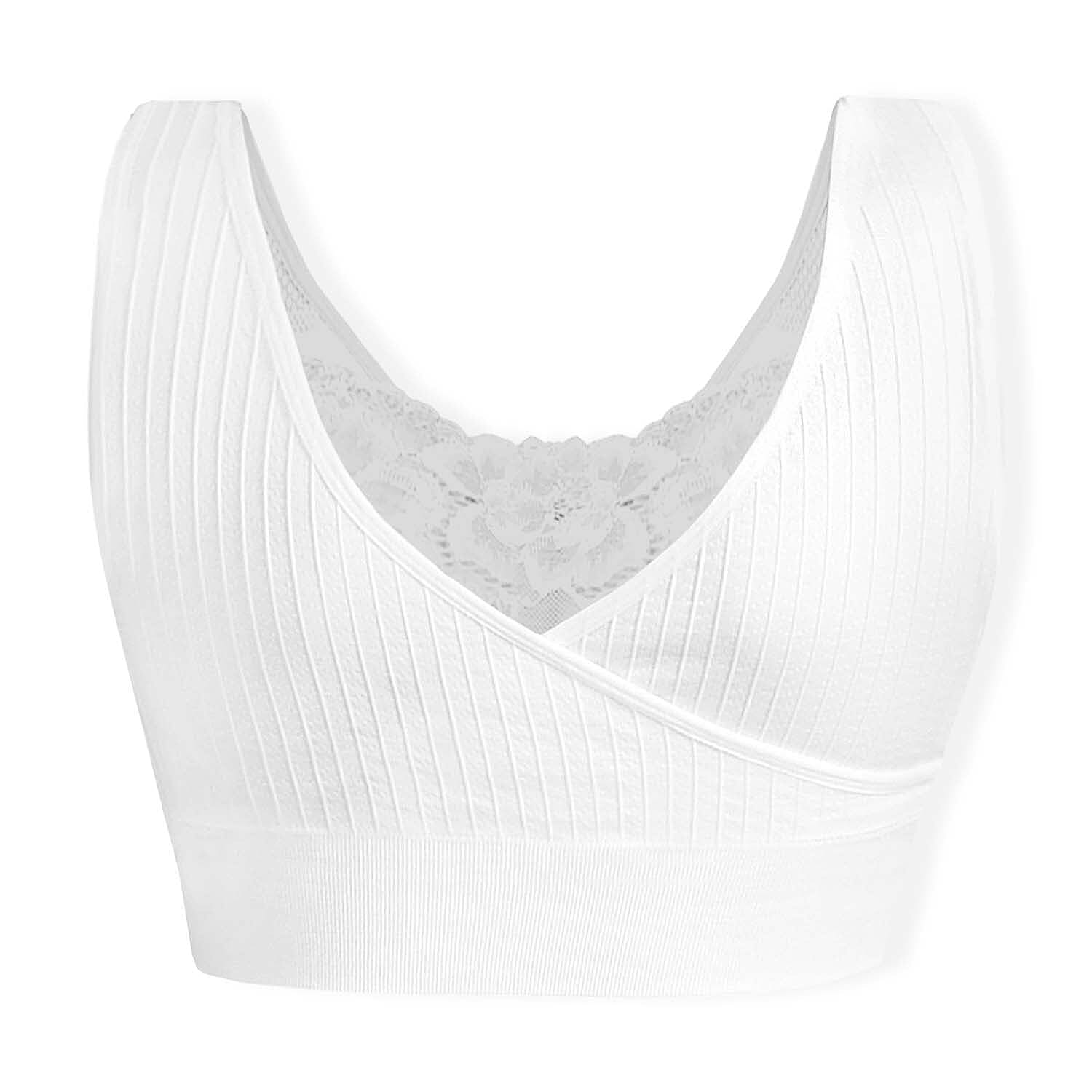 Sankom Switzerland Patent Classic Bra With Lace (Size L-XL) - White