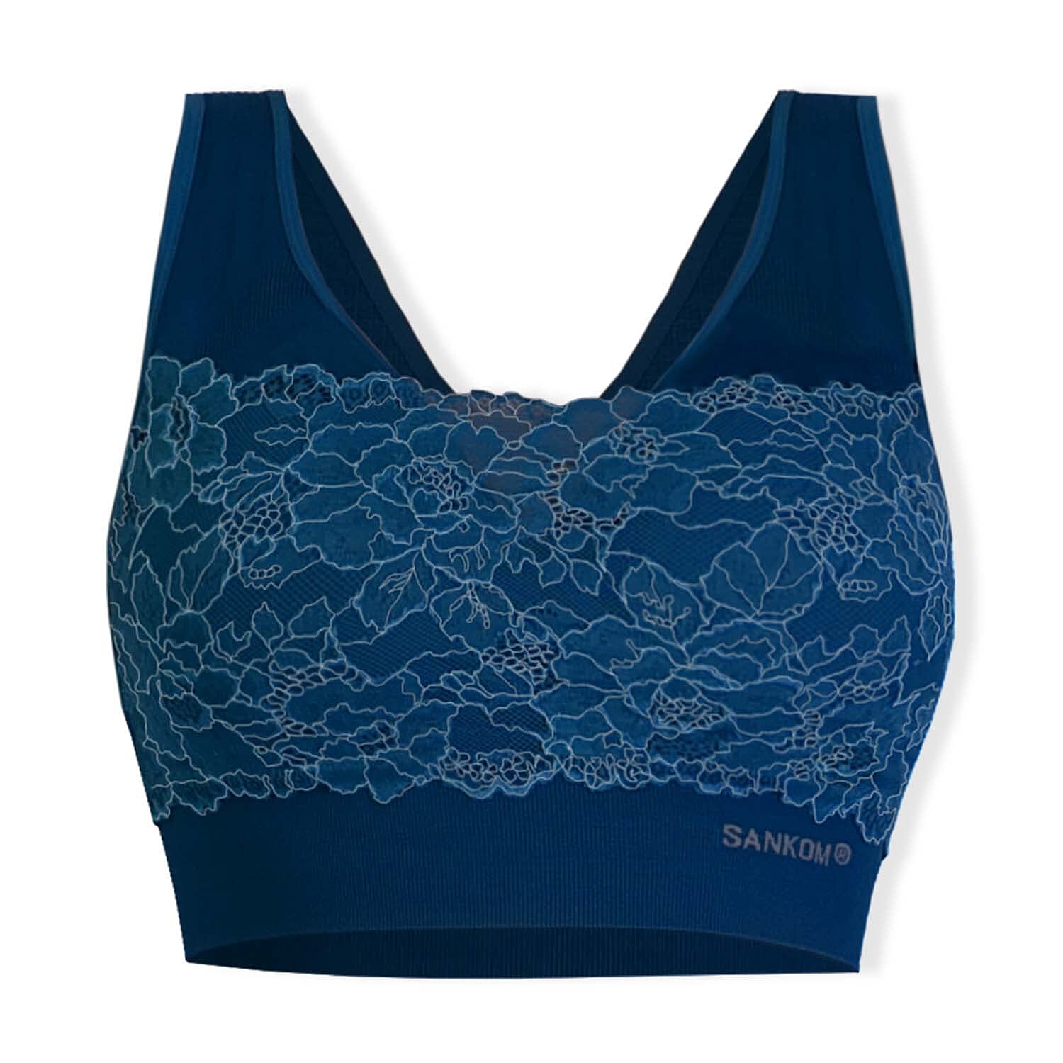 Sankom Switzerland Patent Classic Bra With Lace (Size M-L) - Dark Blue