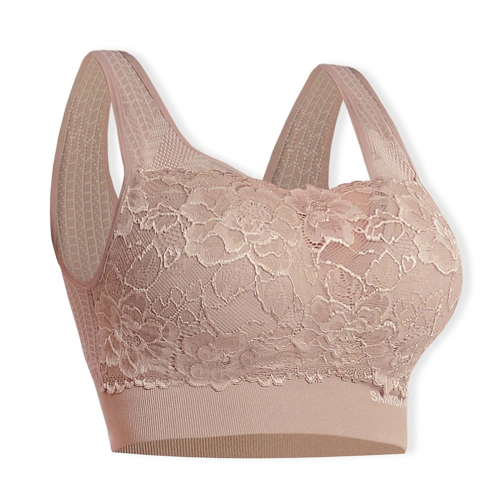 Sankom Switzerland Patent Classic Bra With Lace (Size M-L) - Peach
