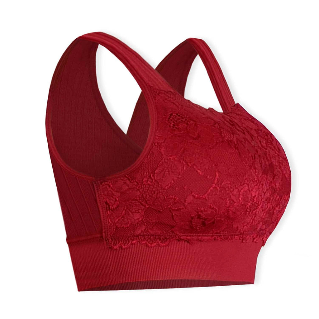 Sankom Switzerland Patent Classic Bra With Lace (Size M-L) - Red