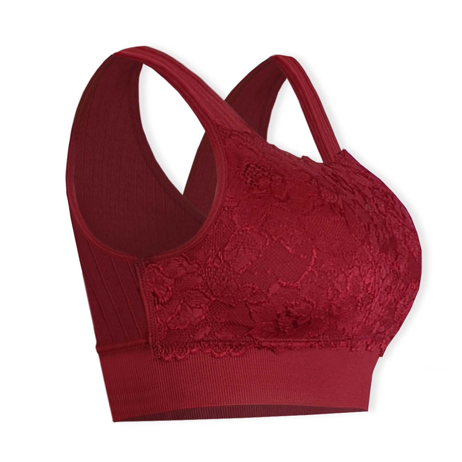 Sankom Switzerland Patent Classic Bra With Lace (Size M-L) - Red