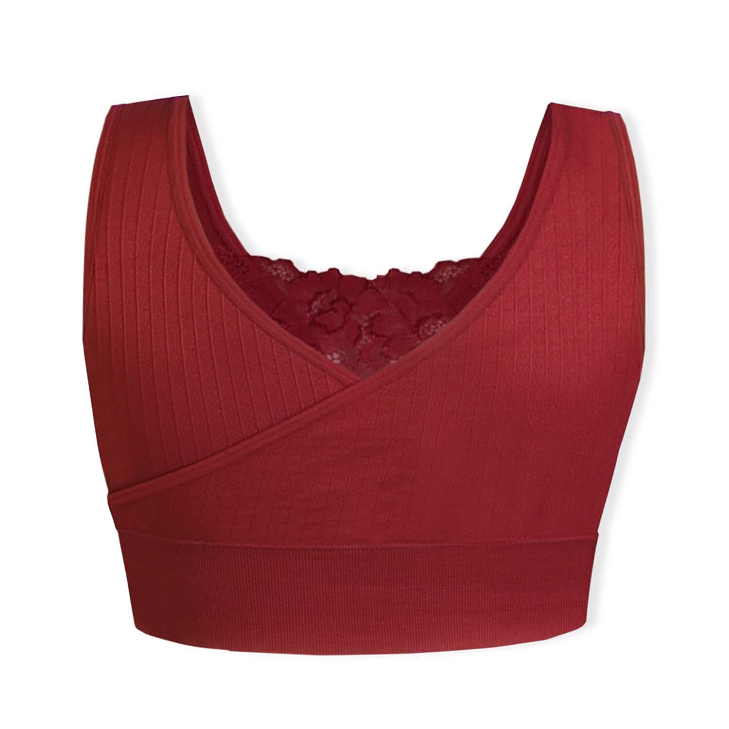 Sankom Switzerland Patent Classic Bra With Lace (Size M-L) - Red
