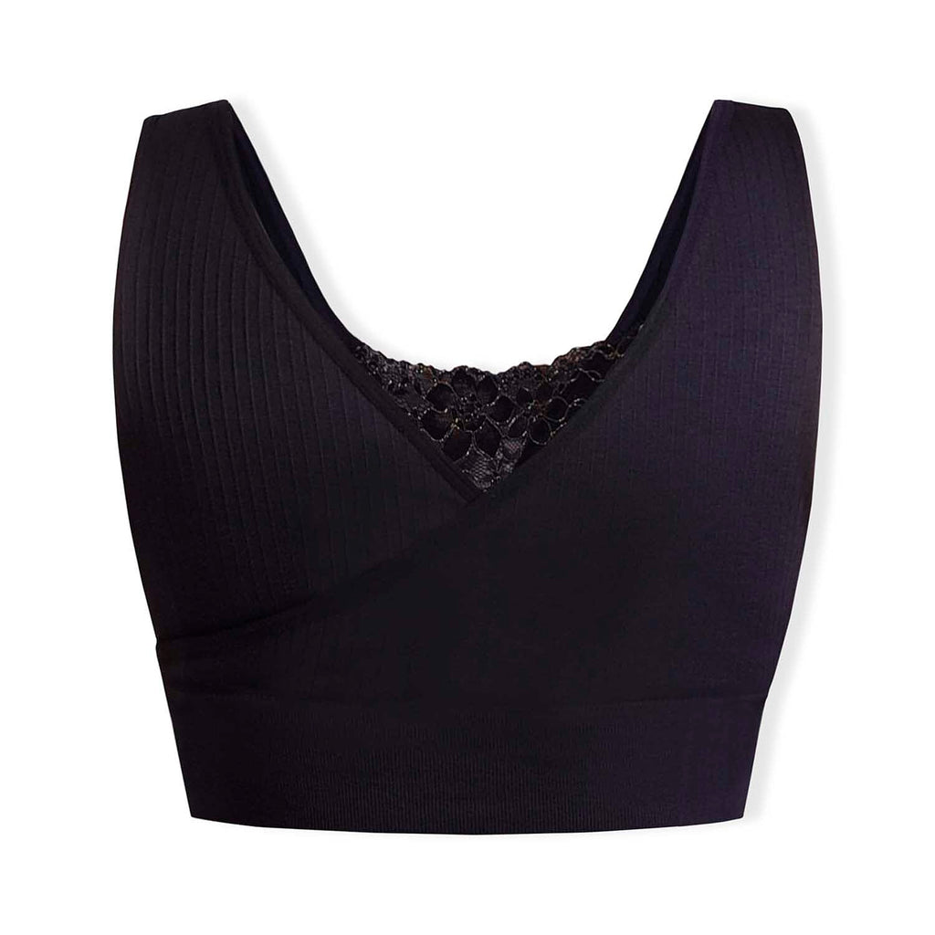 Sankom Switzerland Patent Classic Bra With Lace (Size S-M) - Black - Gold
