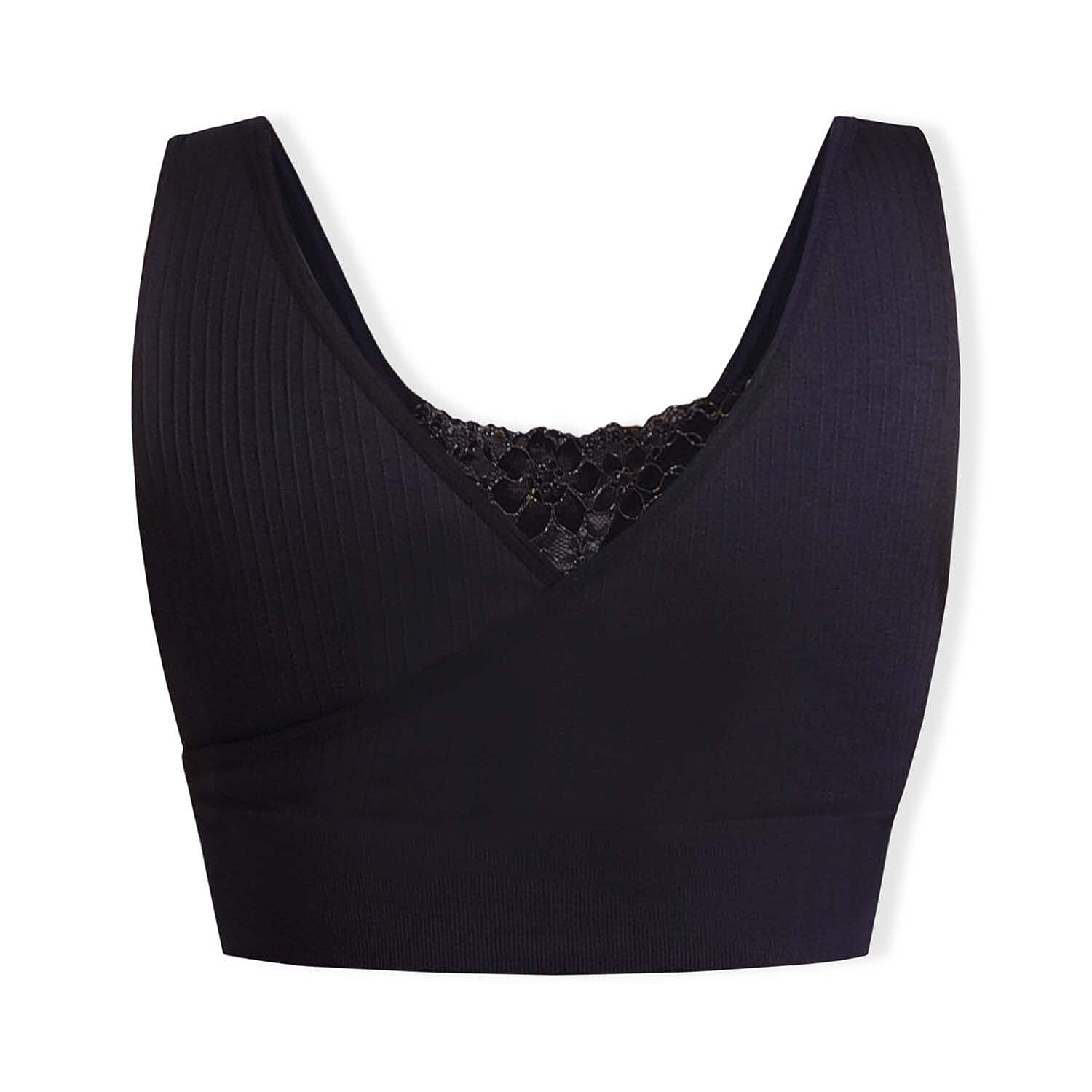 Sankom Switzerland Patent Classic Bra With Lace (Size S-M) - Black - Gold