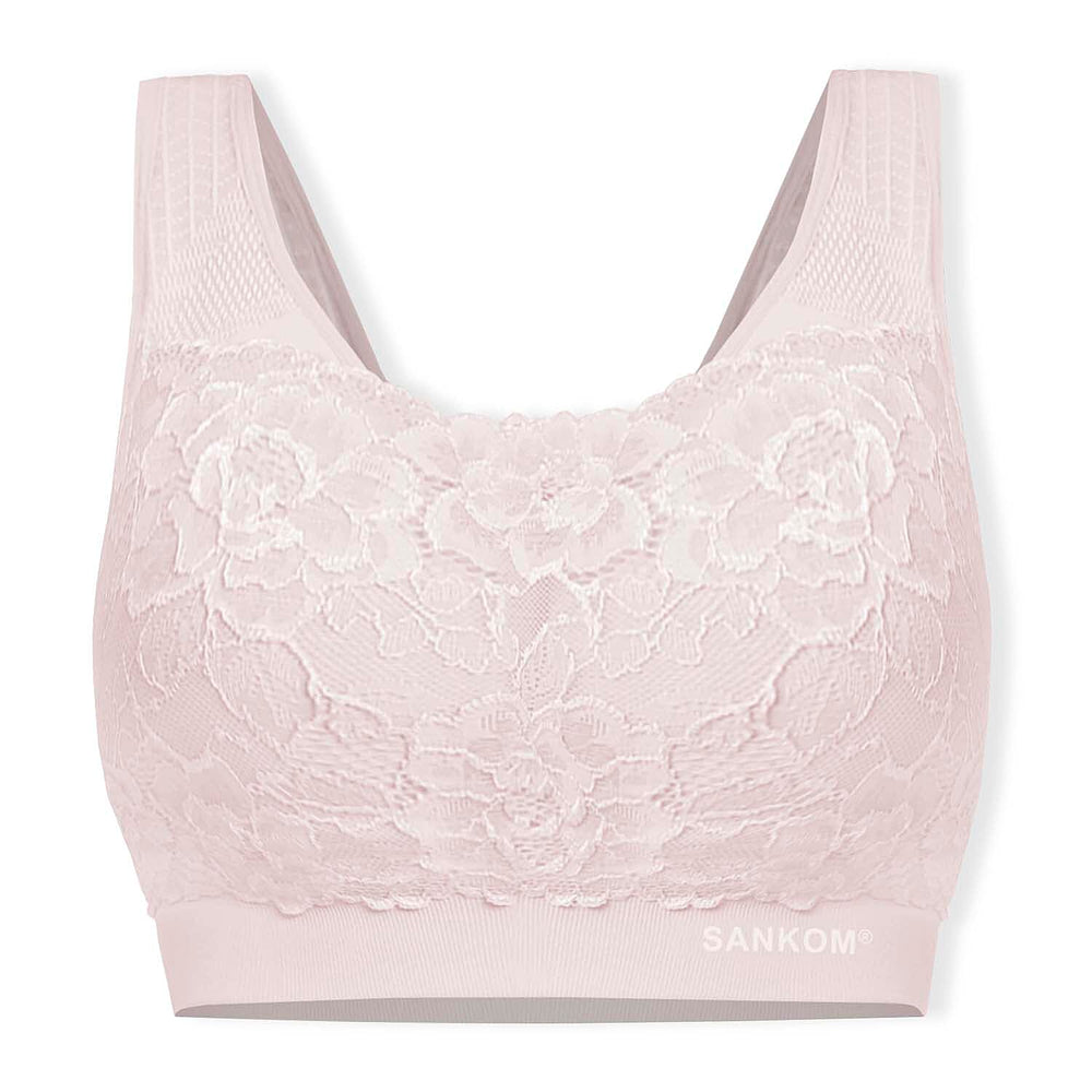 Sankom Switzerland Patent Classic Bra With Lace (Size S-M) - Light Pink