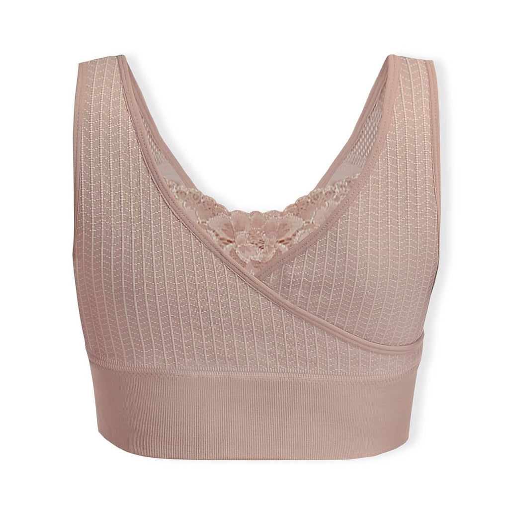 Sankom Switzerland Patent Classic Bra With Lace (Size S-M) - Peach