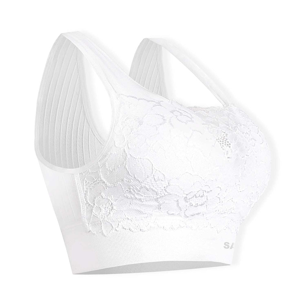Sankom Switzerland Patent Classic Bra With Lace (Size S-M) - White