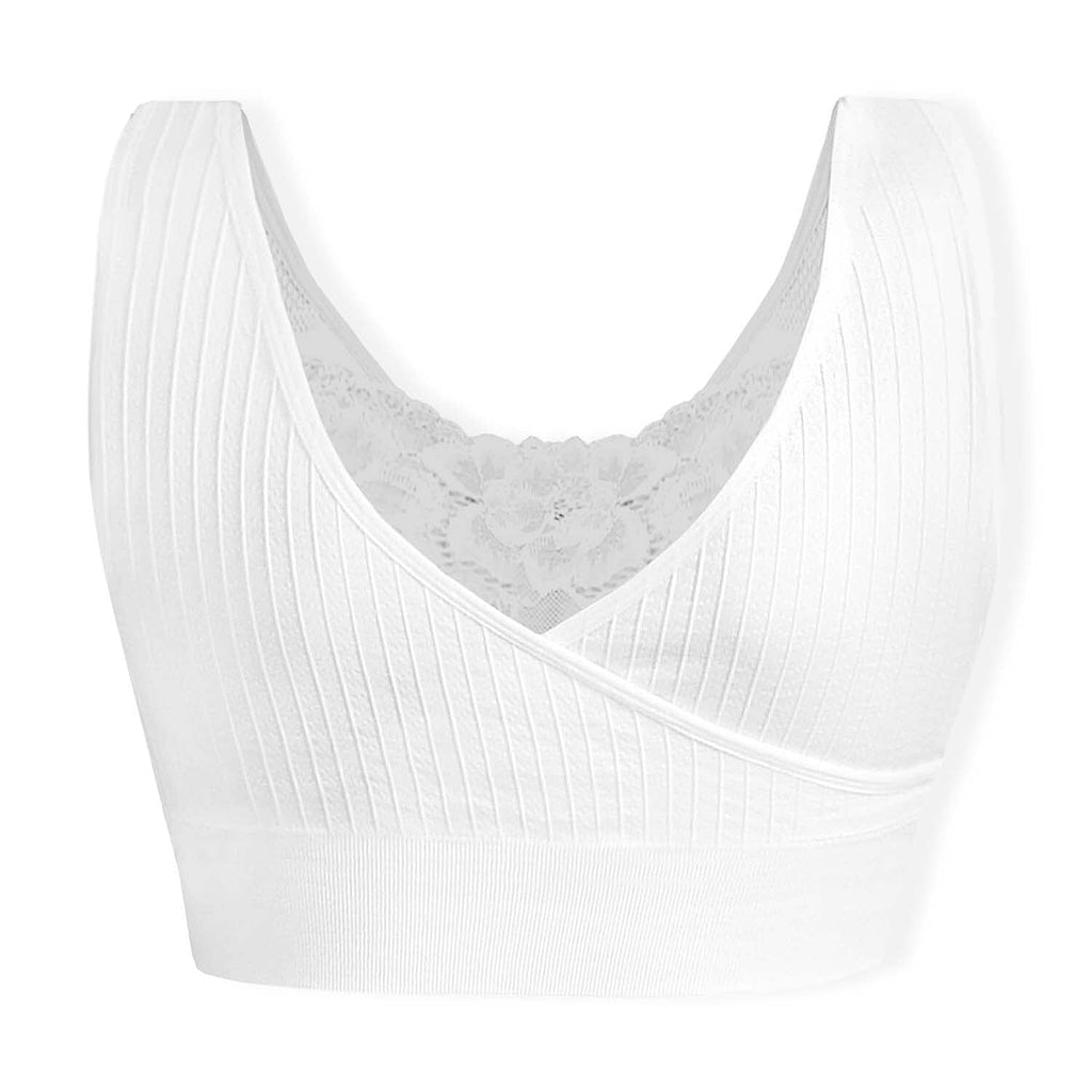 Sankom Switzerland Patent Classic Bra With Lace (Size S-M) - White