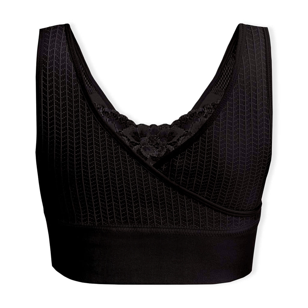 Sankom Switzerland Patent Classic Bra With Lace (Size XL-XXL) - Black