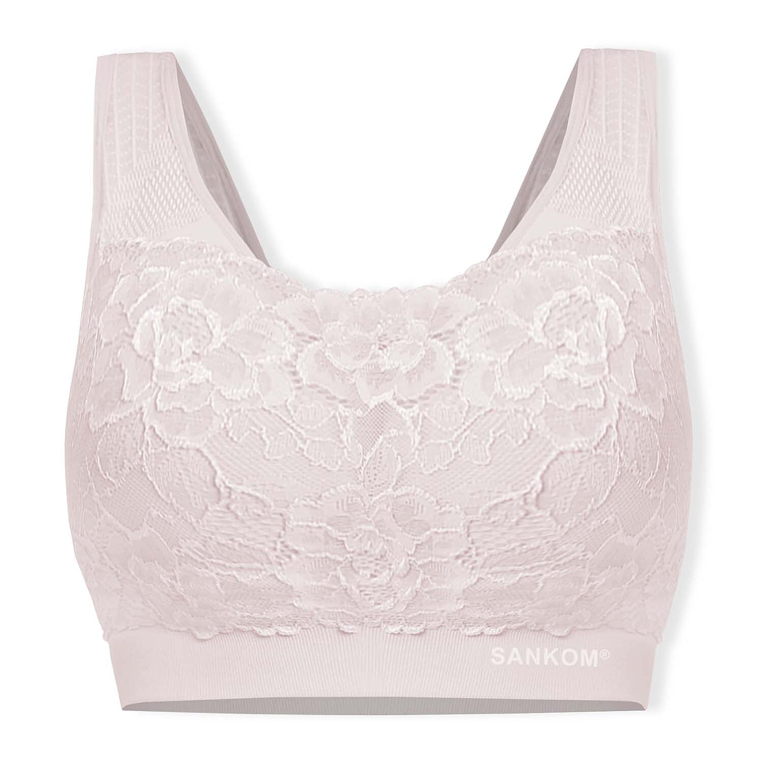 Sankom Switzerland Patent Classic Bra With Lace (Size XL-XXL) - Light Pink