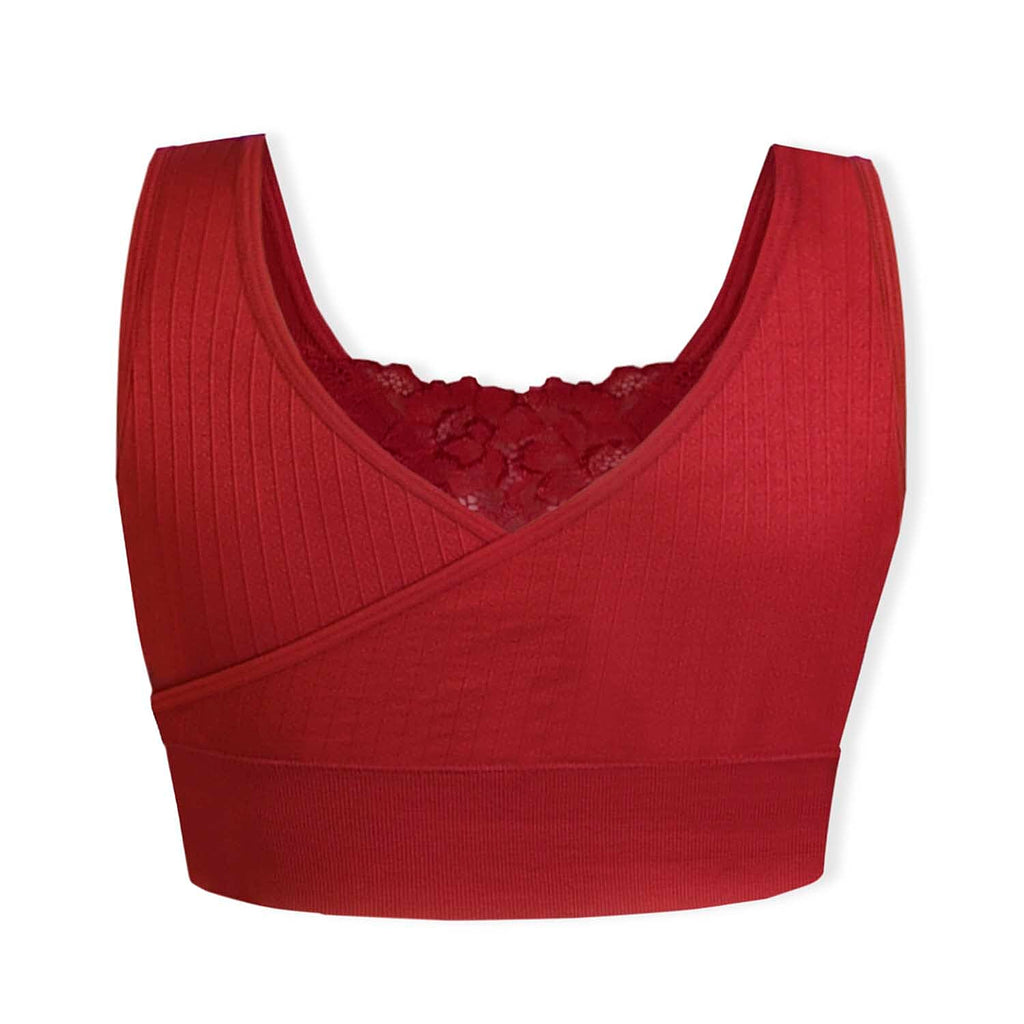 Sankom Switzerland Patent Classic Bra With Lace (Size XL-XXL) - Red