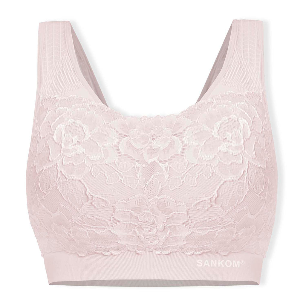 Sankom Switzerland Patent Classic Bra With Lace (Size XXXL) - Light Pink
