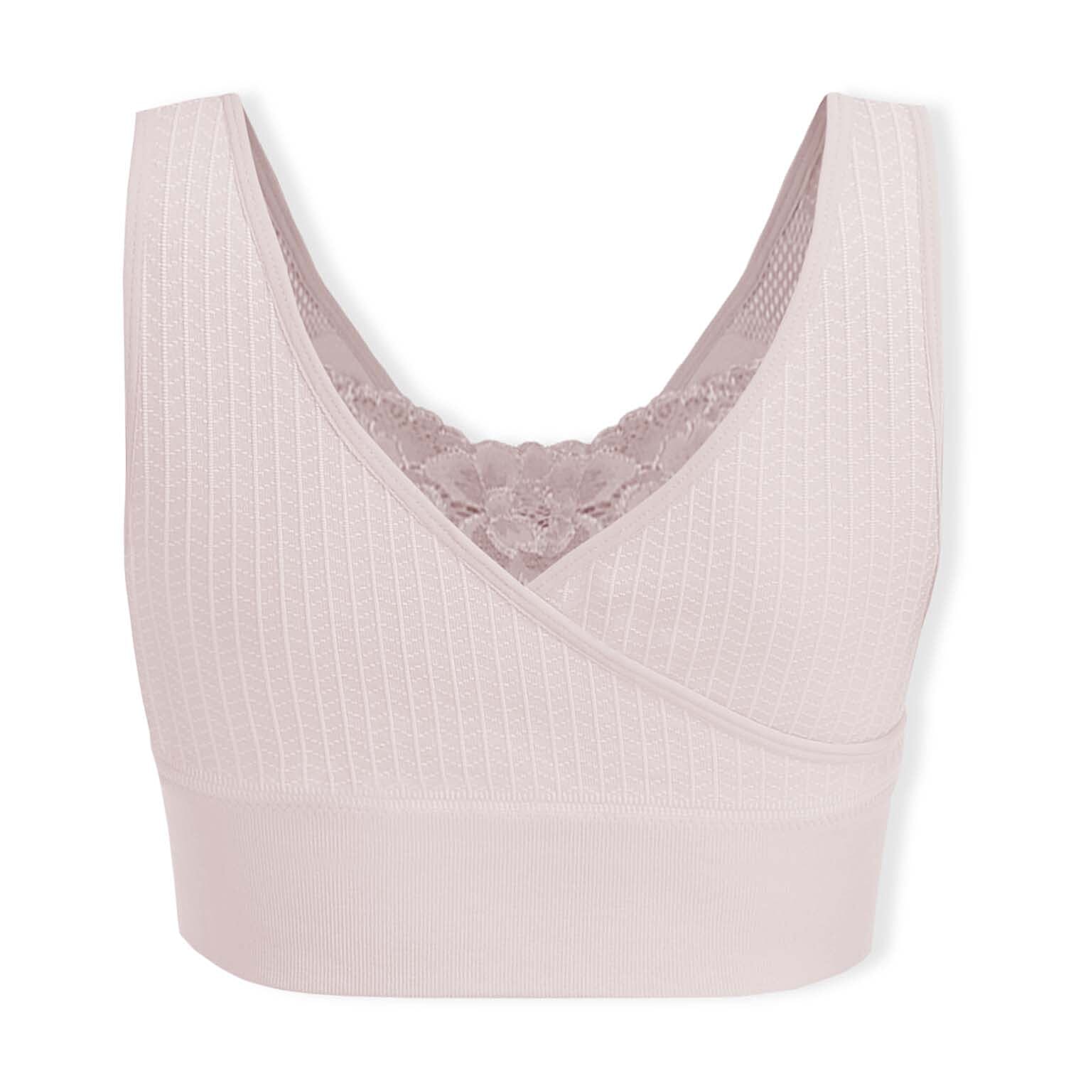 Sankom Switzerland Patent Classic Bra With Lace (Size XXXL) - Light Pink