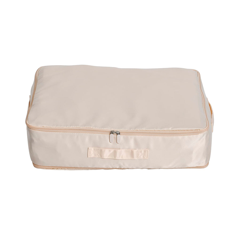 Satin Compressed Storage Bag with Zipper (Size 52x42x30 cm) - Apricot Pink