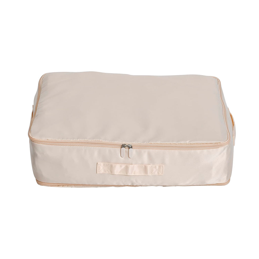 Satin Compressed Storage Bag with Zipper (Size 52x42x30 cm) - Apricot Pink