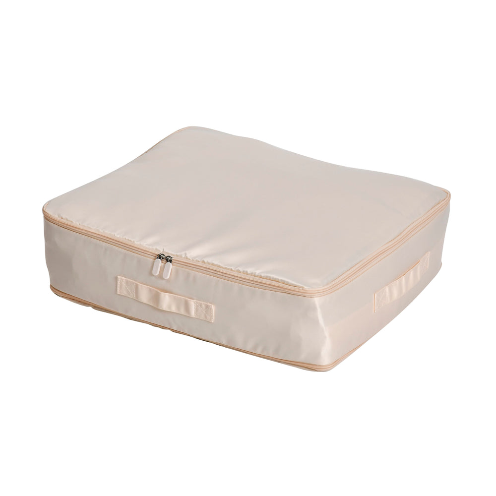 Satin Compressed Storage Bag with Zipper (Size 52x42x30 cm) - Apricot Pink