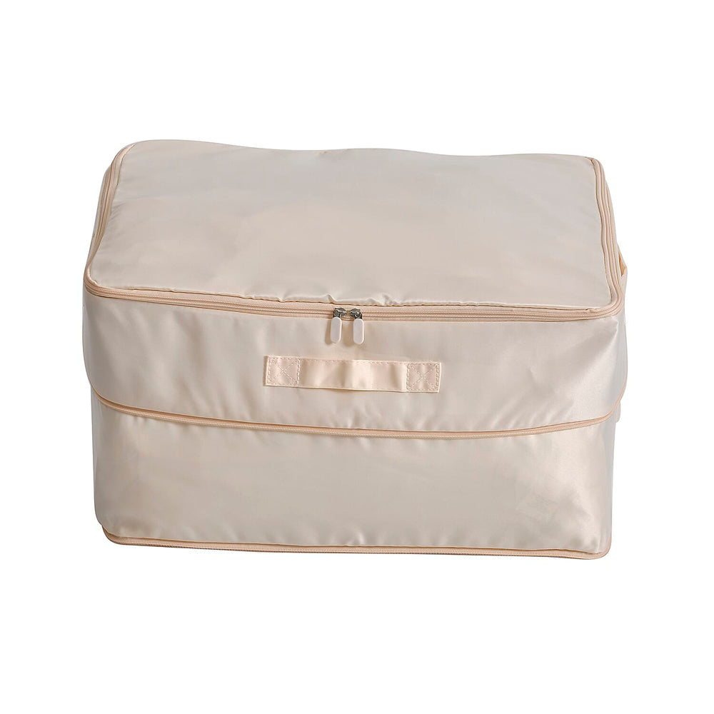 Satin Compressed Storage Bag with Zipper (Size 52x42x30 cm) - Apricot Pink