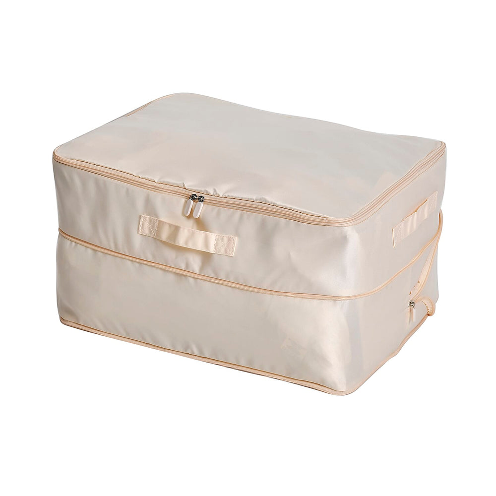 Satin Compressed Storage Bag with Zipper (Size 52x42x30 cm) - Apricot Pink
