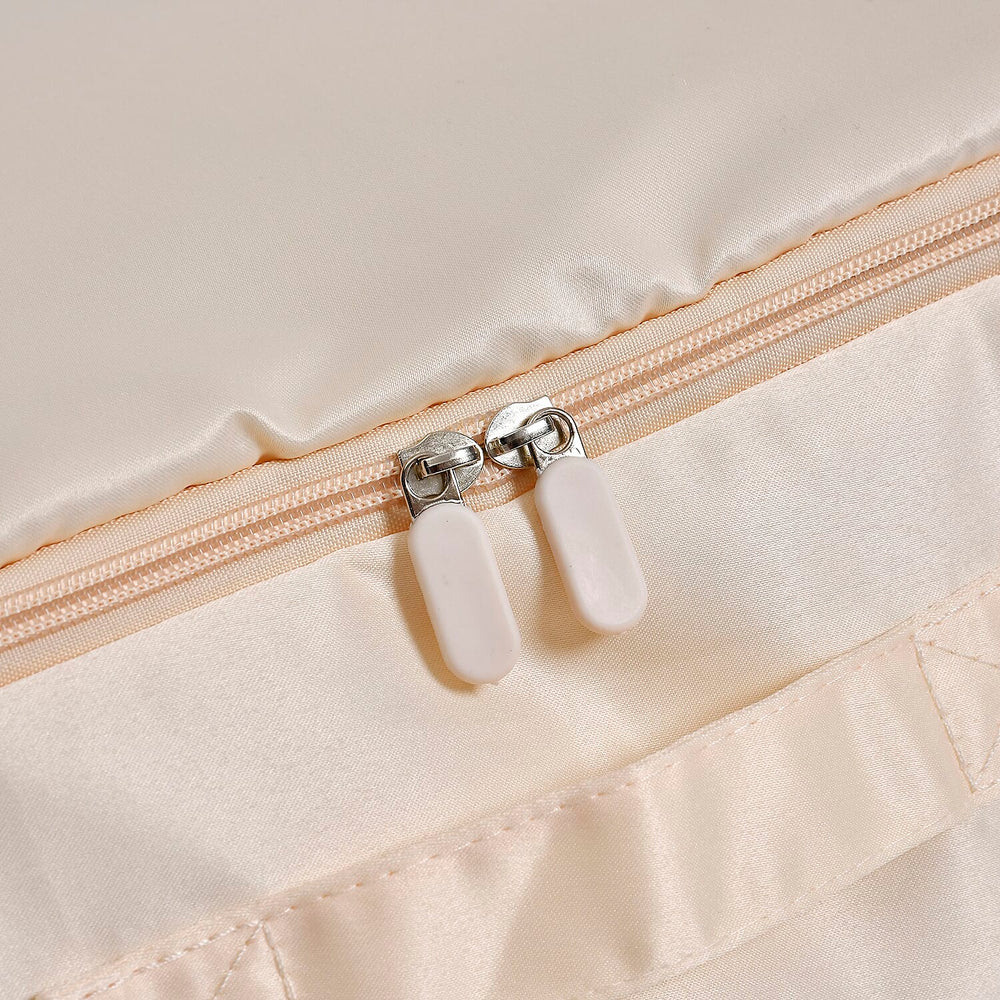 Satin Compressed Storage Bag with Zipper (Size 52x42x30 cm) - Apricot Pink