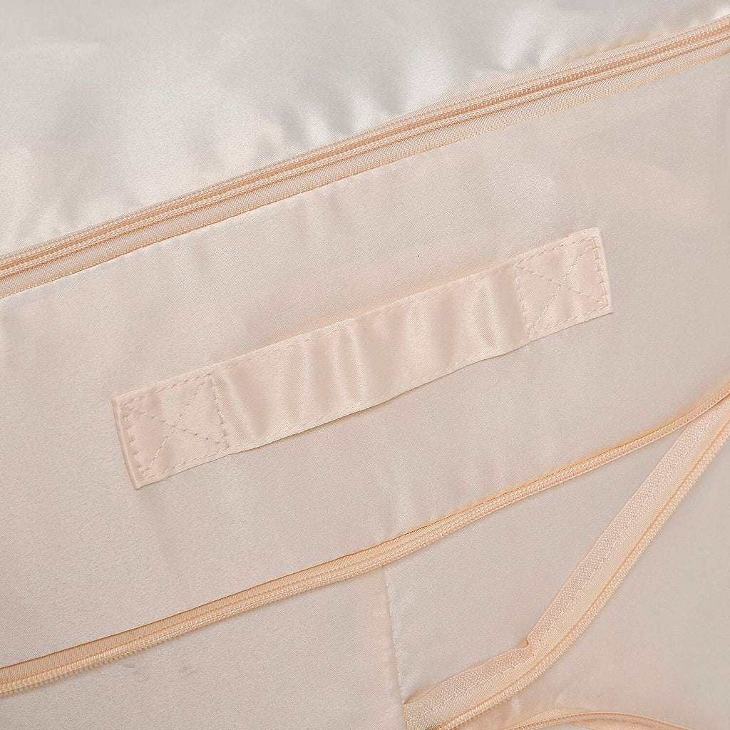 Satin Compressed Storage Bag with Zipper (Size 52x42x30 cm) - Apricot Pink