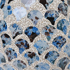 Scalloped Mosaic Egg Table Lamp - Blue - White