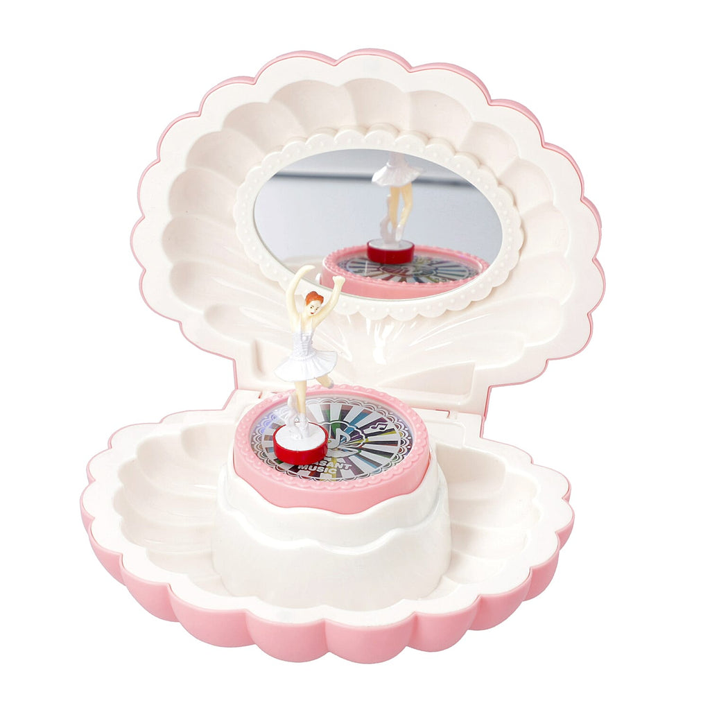 Seashell Music Mirror Jewellery Box with LED Light (Size 15x13x7 Cm) - Dark Pink