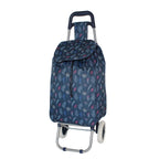 Effortless 59L Extra-Large Shopper secrete Garden Printed Trolley with Secure Zippered Pocket - Teal