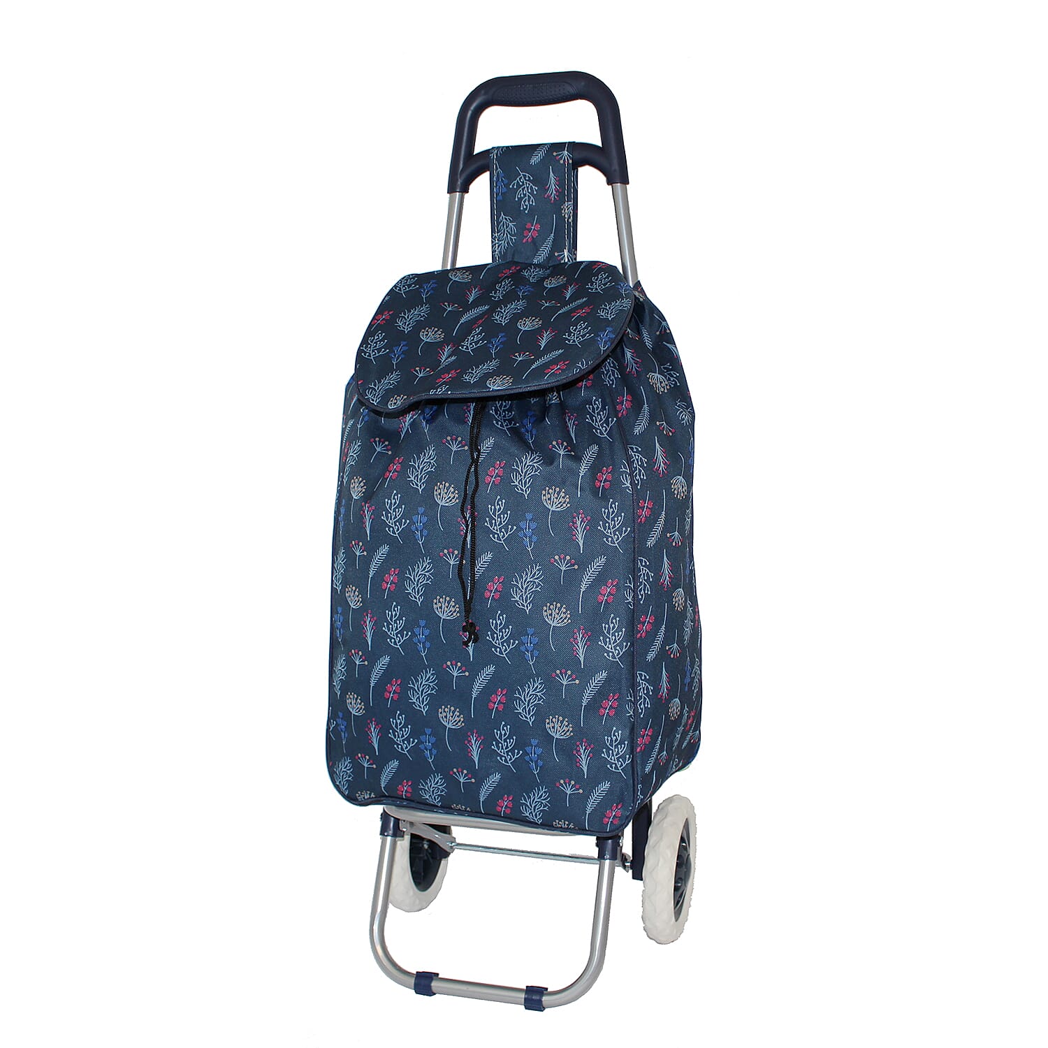 Effortless 59L Extra-Large Shopper secrete Garden Printed Trolley with Secure Zippered Pocket - Teal