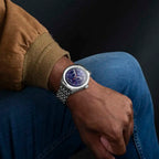 SEKONDA Maverick Quartz Movt. 5ATM WR Blue Dial - Silver Case Mens Watch with Silver Stainless Steel Strap