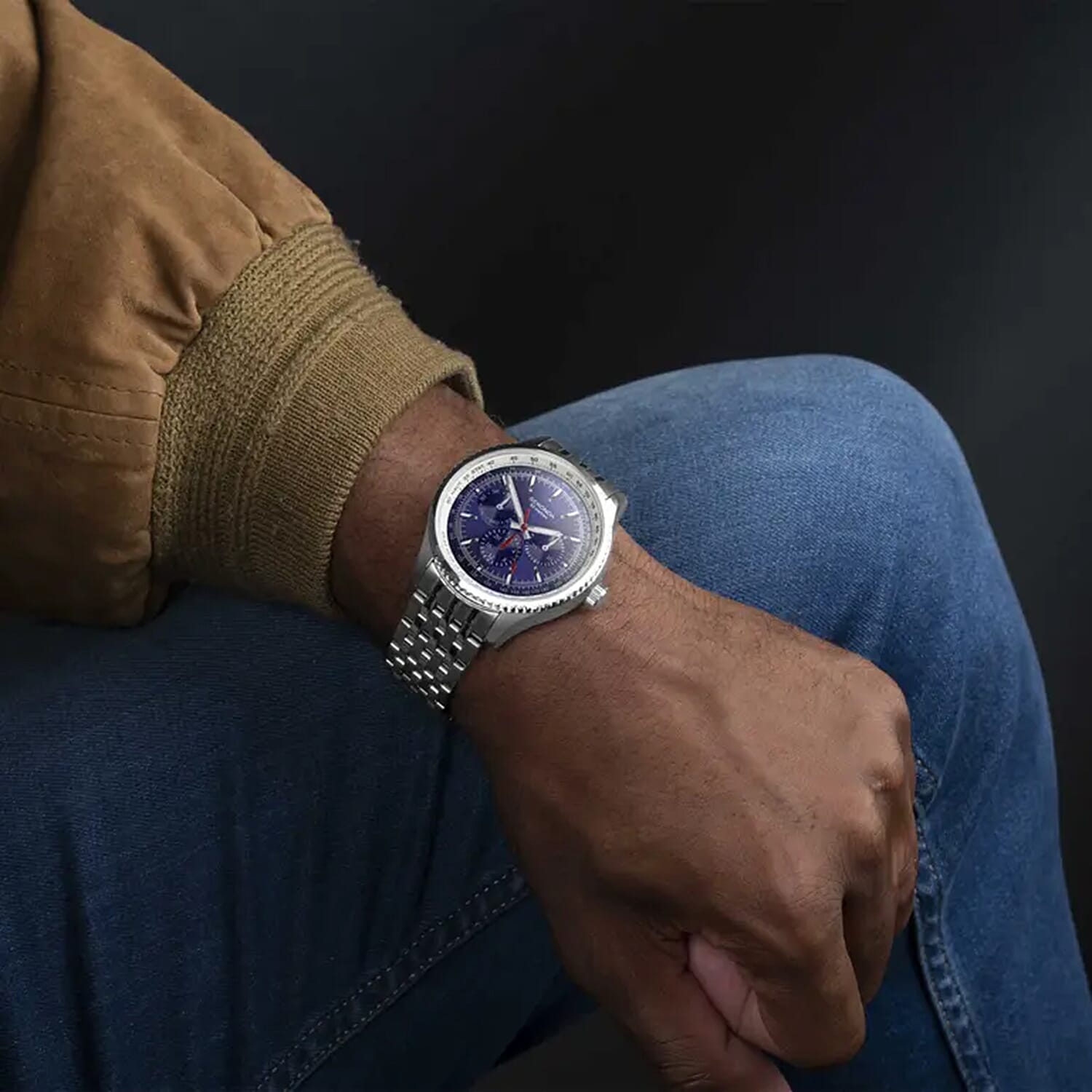 SEKONDA Maverick Quartz Movt. 5ATM WR Blue Dial - Silver Case Mens Watch with Silver Stainless Steel Strap