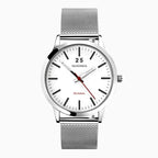SEKONDA Nordic Quartz Movt. 5ATM WR White Dial - Silver Case Mens Watch with Silver Stainless Steel Strap