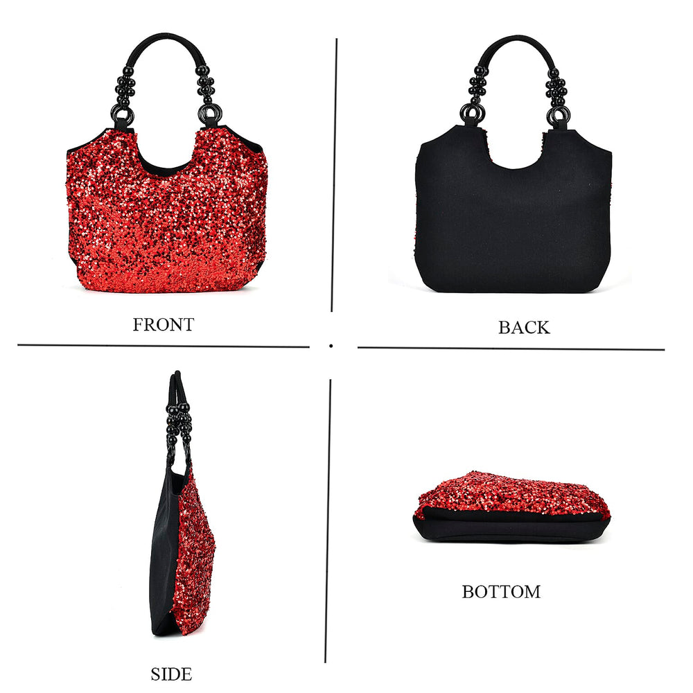 Sparkling Sequin Tote Bag (Size 45x10x36 cm) - Red