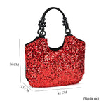Sparkling Sequin Tote Bag (Size 45x10x36 cm) - Red