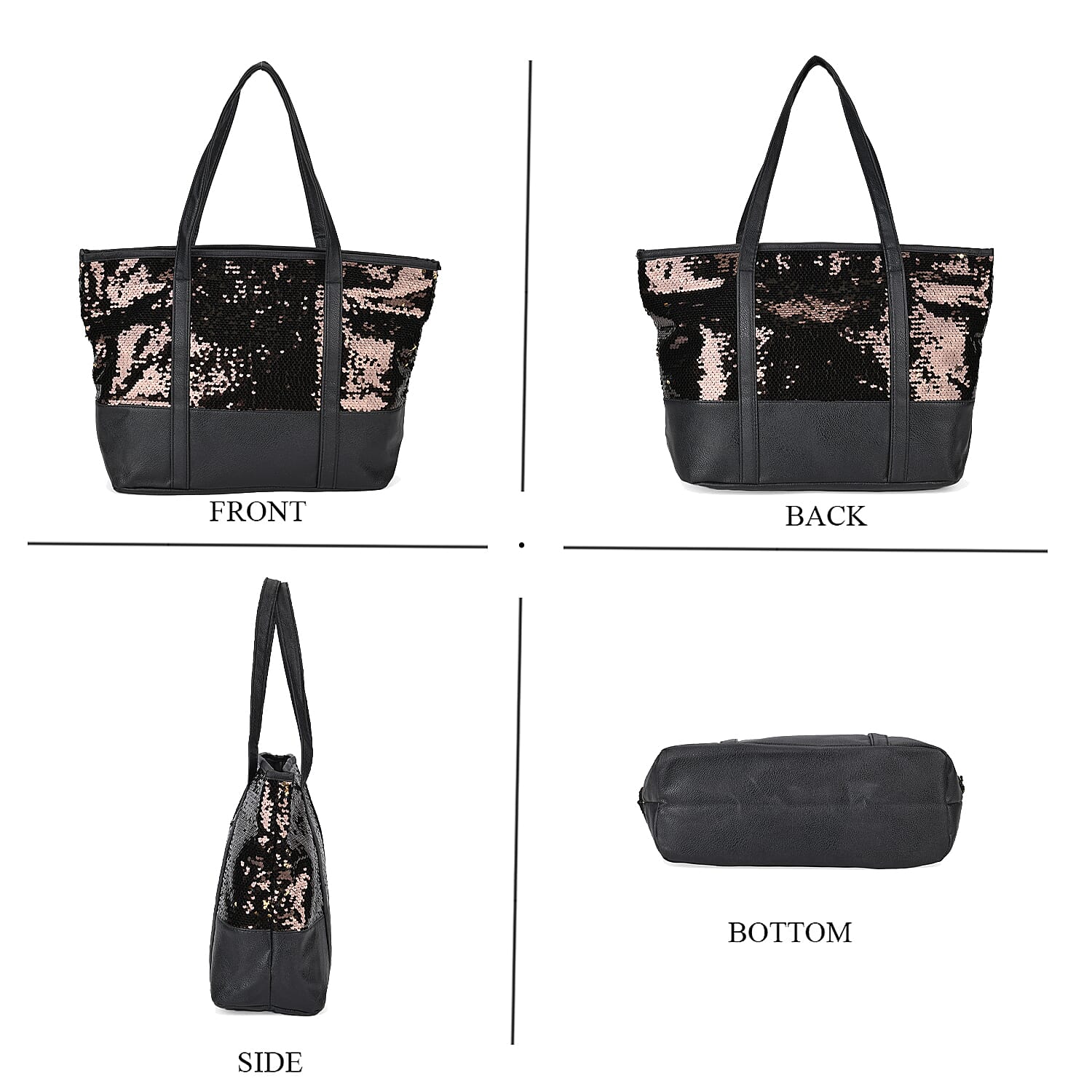 Sequin Tote Bag (Size 45x14x29 cm) - Bronze