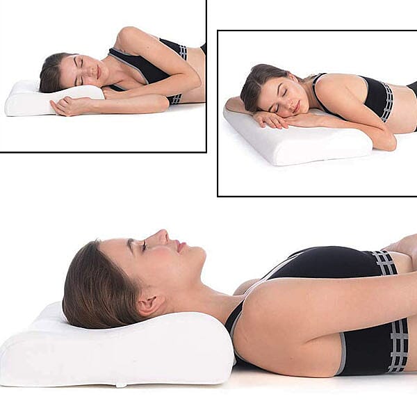100% Natural Latex and Contour Pillow (Size 55x37x9 Cm) - White