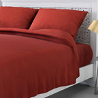 4 Piece Set Solid Microfibre 1 Flat Sheet (230x265 Cm), 1 Fitted Sheet (140x190  Cm) and 2 Pillowcases (50x75 Cm) -Dusky Pink (Double)