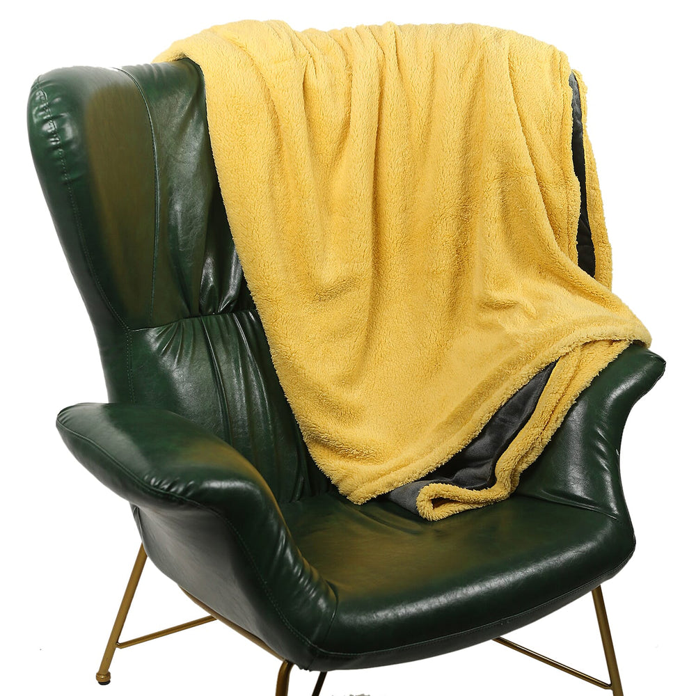 Double Layer Sherpa Blanket 420Gsm (Size 200x150cm) - Grey - Yellow