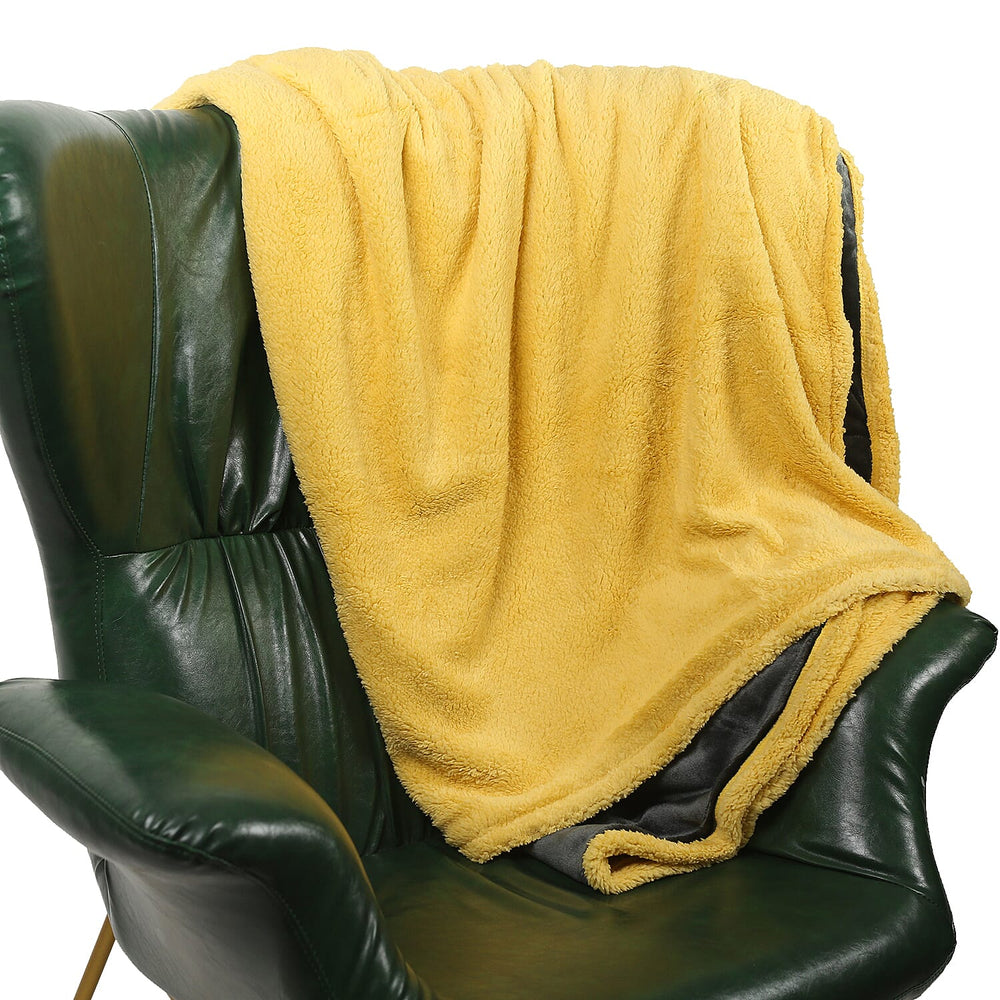 Double Layer Sherpa Blanket 420Gsm (Size 200x150cm) - Grey - Yellow
