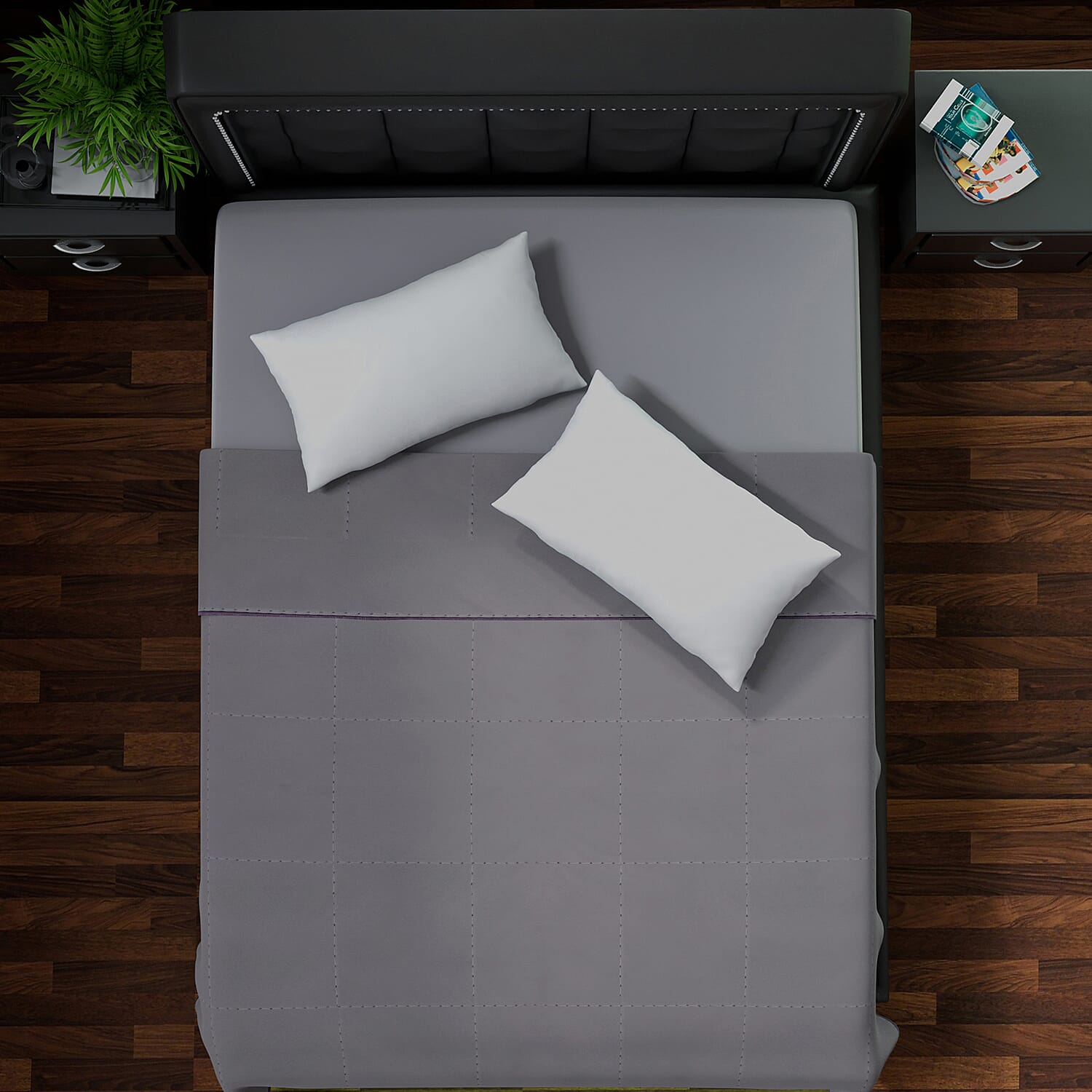 Deluxe Range 100% Mulberry Silk Quilt with 100% Cotton Cover - Dark Grey (Size Double)