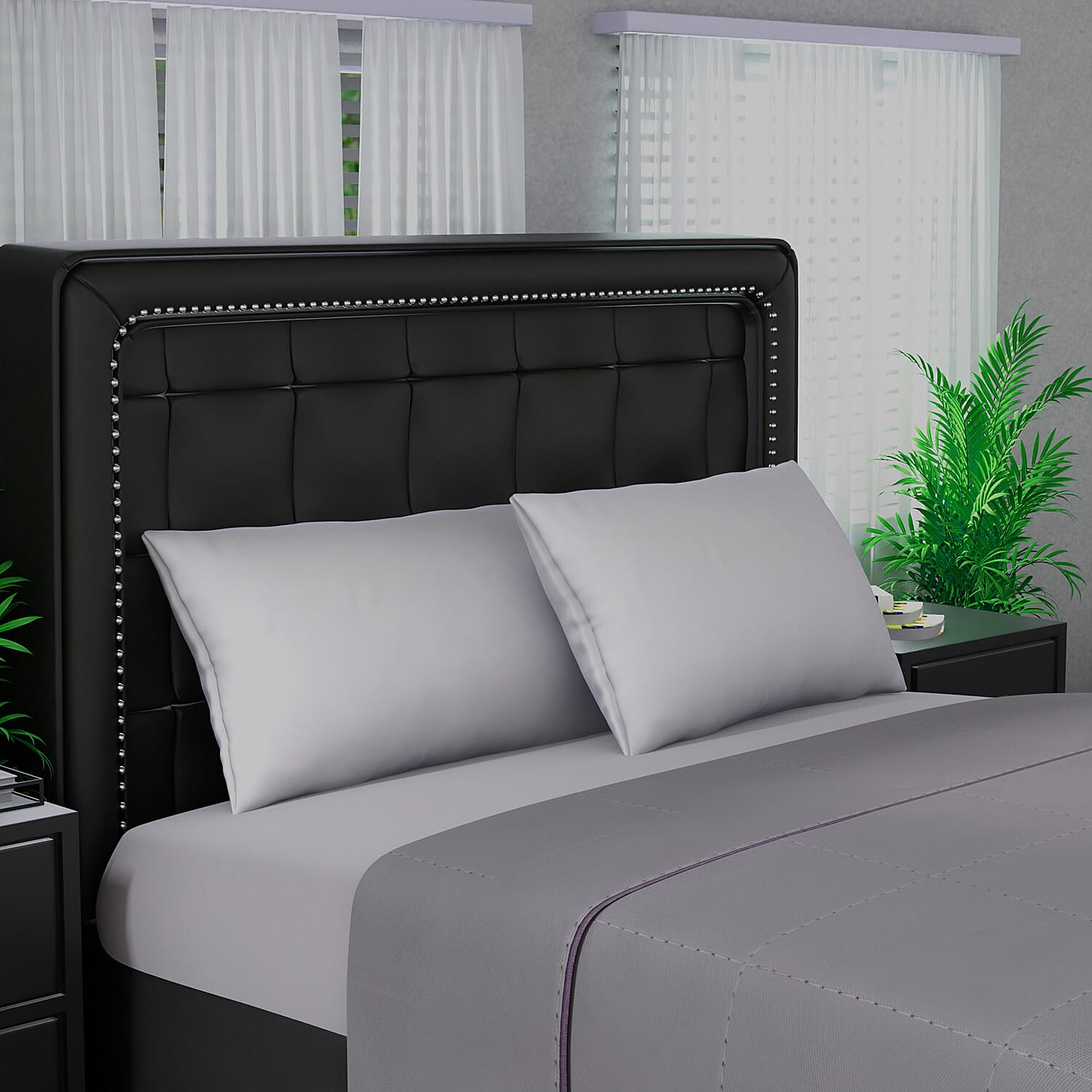 Deluxe Range 100% Mulberry Silk Quilt with 100% Cotton Cover - Dark Grey (Size Double)
