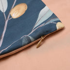 100% Natural Mulberry Silk Quilt (200 cm) with Cotton Printed Cover, 2 Pillow Cases (75x50 cm), Cushion Cover (40 cm) - Teal (Size- Double)