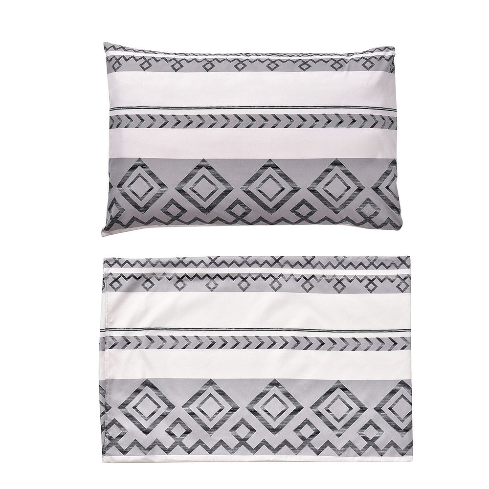 3 Piece Set - Printed Duvet Cover (Double Size, 200x200 cm) With 2 Pillow Cases (Size 75x50 cm) - Light Grey