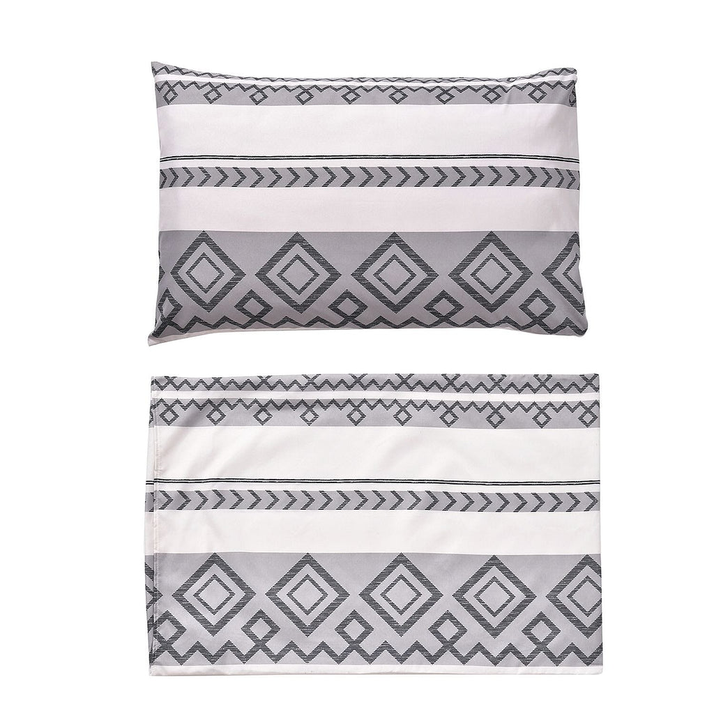3 Piece Set - Printed Duvet Cover (Double Size, 200x200 cm) With 2 Pillow Cases (Size 75x50 cm) - Light Grey