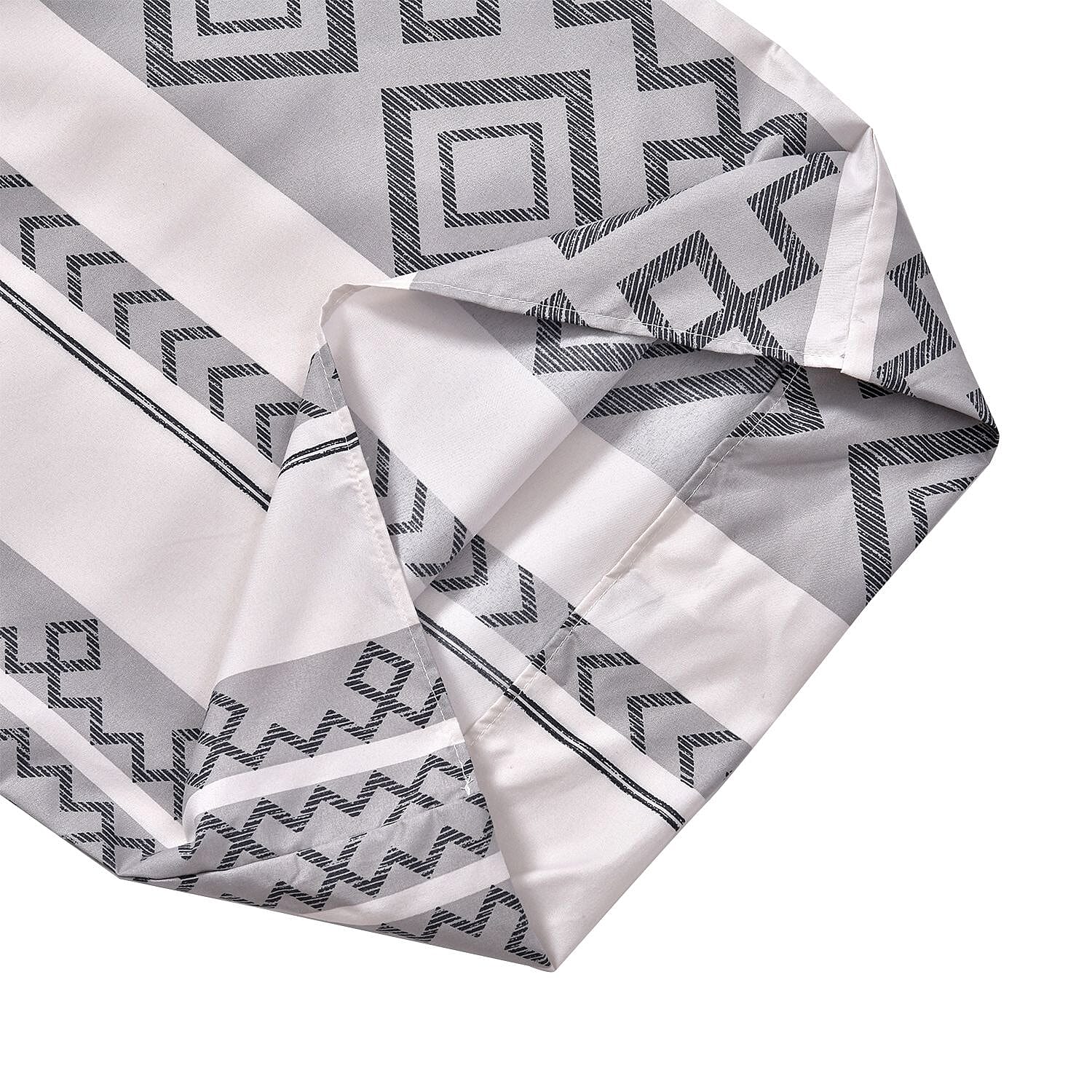 3 Piece Set - Printed Duvet Cover (Double Size, 200x200 cm) With 2 Pillow Cases (Size 75x50 cm) - Light Grey