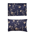 Set of 3 - Floral Printed Duvet Cover with 2 Pillow Cases(Double Size 200x200 cm) - Navy