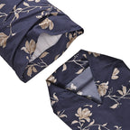 Set of 3 - Floral Printed Duvet Cover with 2 Pillow Cases(Double Size 200x200 cm) - Navy