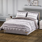 3 Piece Set - Printed Duvet Cover (King Size, 225x220 cm) With 2 Pillow Cases (Size 75x50 cm) - Light Grey