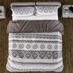 3 Piece Set - Printed Duvet Cover (King Size, 225x220 cm) With 2 Pillow Cases (Size 75x50 cm) - Light Grey
