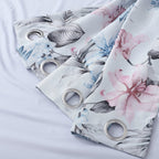 Set of 2 - Flower Pattern Blackout Curtain with 8 Eyelets (Size 140x240cm) - Pink - Blue